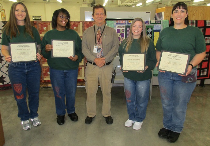 Access2online coordinator Peter Shikli and four analysts with Trusted Tester certificates.