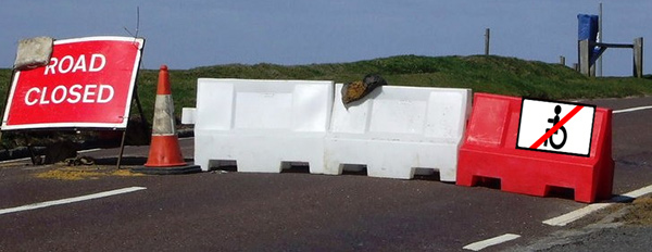 road with closed sign